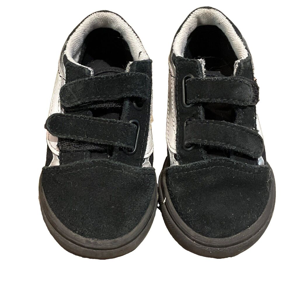Vans Kids Black and White Velcro Sneakers